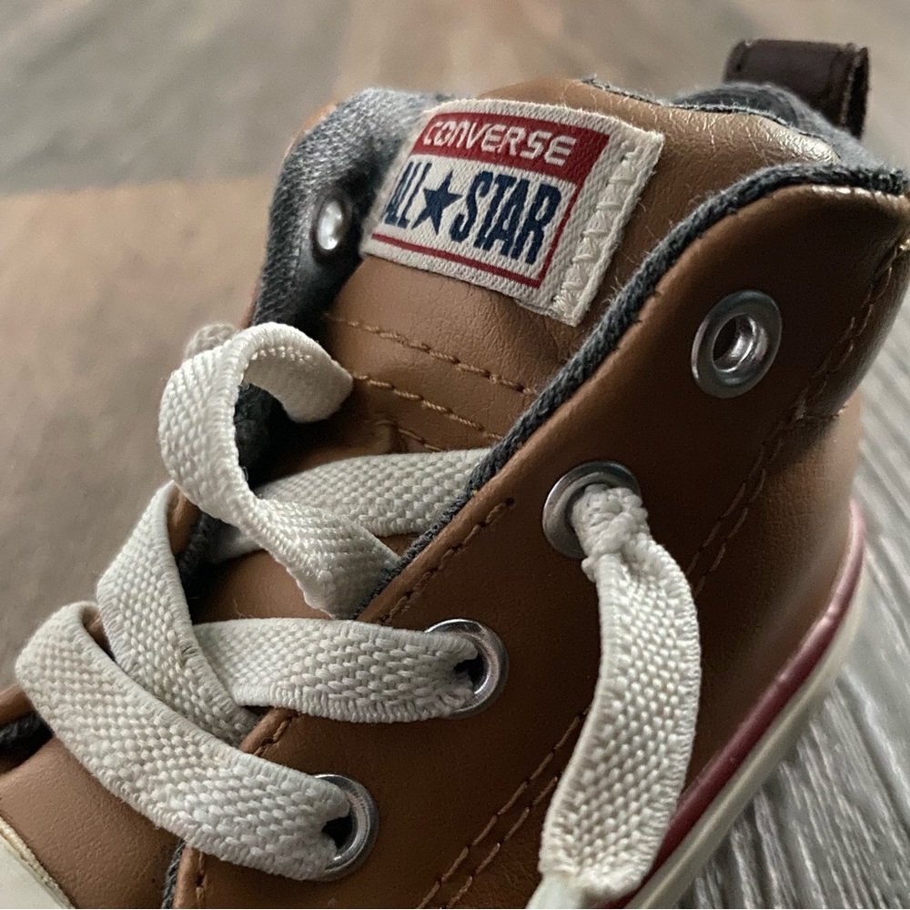 High top brown leather converse